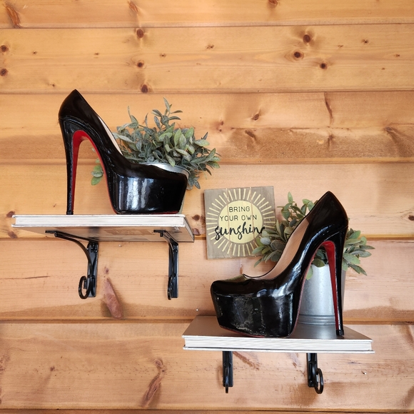 Christian Louboutin Shoes - Christian Louboutin Daffodile 160 Platform Black Patent Leather Heels Pumps 38.5